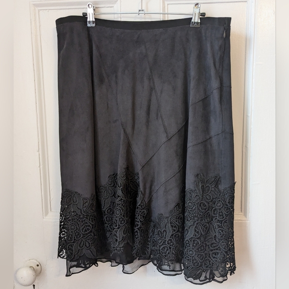 Vintage Elie Tahari Lace Ruffled Flared Asymmetrical Y2K Skirt Balletcore - Sz L - Picture 1 of 11